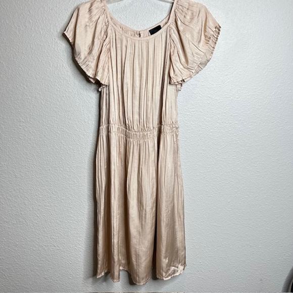 Banana Republic Size 2 Pintuck Champagne Party Dress - Picture 1 of 9